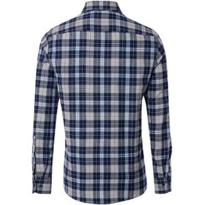 CASA MODA - Sport Casual Fit Overhemd - Blauw Geruit - Flanel - Strijkvriendelijk