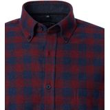 CASA MODA - Sport Casual Fit - Flanel Overhemd - Donkerrood met Blauw Geruit - Strijkvriendelijk