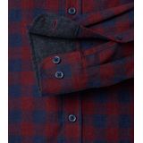 CASA MODA - Sport Casual Fit - Flanel Overhemd - Donkerrood met Blauw Geruit - Strijkvriendelijk
