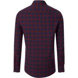 CASA MODA - Sport Casual Fit - Flanel Overhemd - Donkerrood met Blauw Geruit - Strijkvriendelijk