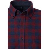 CASA MODA - Sport Casual Fit - Flanel Overhemd - Donkerrood met Blauw Geruit - Strijkvriendelijk