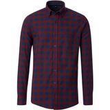 CASA MODA - Sport Casual Fit - Flanel Overhemd - Donkerrood met Blauw Geruit - Strijkvriendelijk