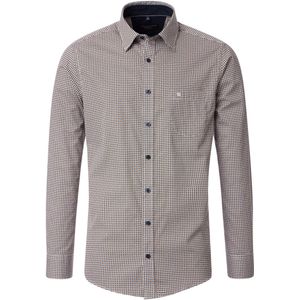 CASA MODA Sport casual fit overhemd - twill - geel dessin - Strijkvriendelijk - Boordmaat: 43 - 44