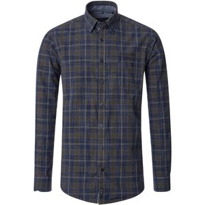 CASA MODA - Sport Casual Fit - Overhemd - Groen met Blauw Geruit - Strijkvriendelijk