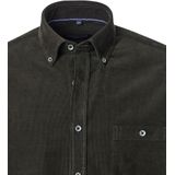 CASA MODA - Sport Casual Fit Overhemd - Donkergroen - Ribfluweel