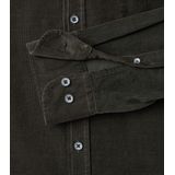 CASA MODA - Sport Casual Fit Overhemd - Donkergroen - Ribfluweel