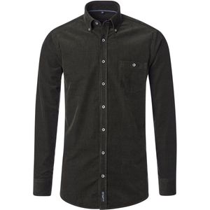 CASA MODA - Sport Casual Fit Overhemd - Donkergroen - Ribfluweel