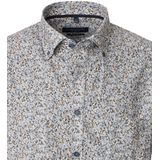 CASA MODA - Sport Casual Fit Overhemd - Beige met Blauw en Groen Dessin - Strijkvriendelijk