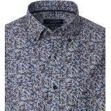 CASA MODA - Sport Casual Fit Overhemd - Blauw met Beige Dessin - Strijkvriendelijk