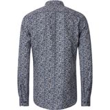 CASA MODA - Sport Casual Fit Overhemd - Blauw met Beige Dessin - Strijkvriendelijk