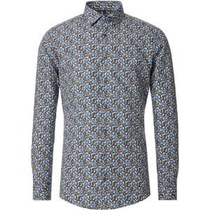 VENTI - Heren Overhemd - Blauw - Poplin - Lange Mouwen