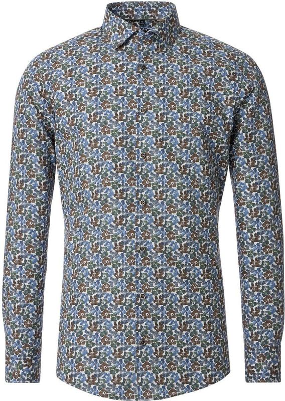 VENTI - Multicolor Fantasie - Overhemd - Bruin - 100% Katoen - Strijkvriendelijk - Boordmaat: 43