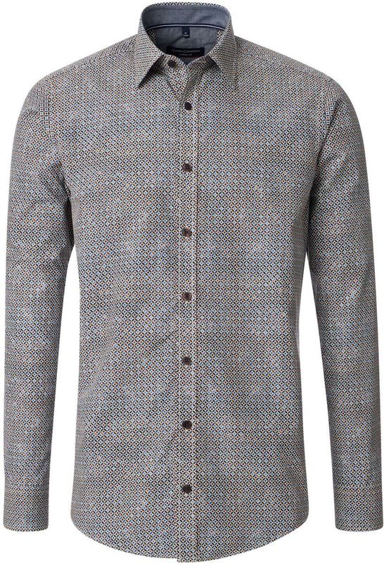 CASA MODA - Casual Fit Overhemd - Blauw - Poplin - Lange Mouwen