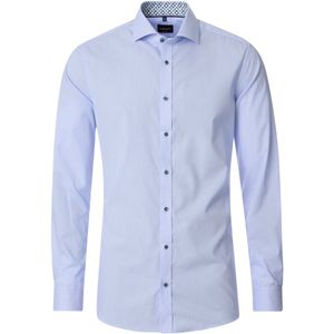 VENTI - Body Fit - Overhemd - Blauw Gestreept - Popeline