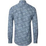 CASA MODA Sport casual fit overhemd, twill, blauw met wit dessin