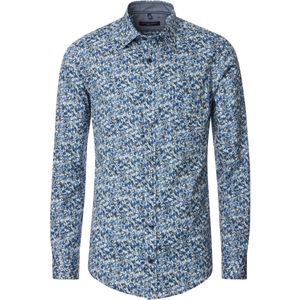 CASA MODA Sport casual fit overhemd, twill, blauw met wit dessin