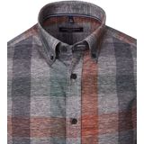 CASA MODA - Sport Casual Fit - Overhemd - Grijs met Groen en Rood Geruit - Strijkvriendelijk - Boordmaat: 51 - 52
