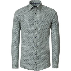 CASA MODA - Multicolor Fantasie - Overhemd - Groen met Blauw en Wit Dessin - Strijkvriendelijk