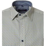 CASA MODA - Multicolor Fantasie - Overhemd - Wit met Blauw en Geel Dessin - Strijkvriendelijk