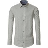 CASA MODA - Multicolor Fantasie - Overhemd - Wit met Blauw en Geel Dessin - Strijkvriendelijk