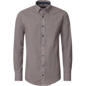 CASA MODA - Sport Casual Fit - Overhemd - Bruin Dessin - Strijkvriendelijk