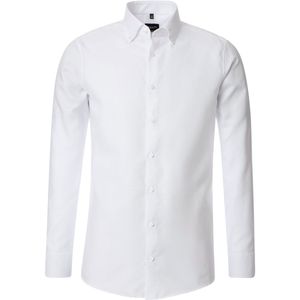 VENTI - Oxford - Overhemd - Wit - Strijkvriendelijk