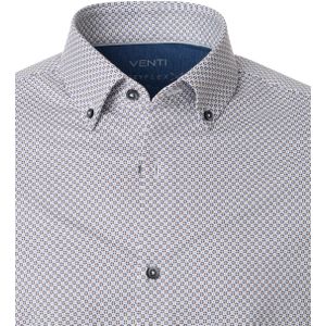 VENTI - Modern Fit Overhemd - Bruin Dessin - Jersey - Strijkvriendelijk