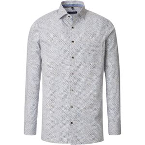 CASA MODA comfort fit overhemd, popeline, bruin, blauw, wit dessin