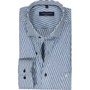 CASA MODA - Comfort Fit - Overhemd - Blauw Dessin - Strijkvriendelijk