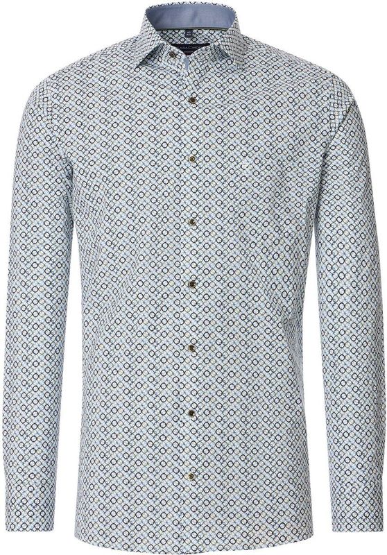 CASA MODA - Modern Fit - Overhemd - Groen Dessin - Strijkvriendelijk