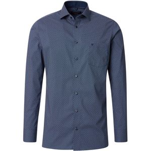 CASA MODA modern fit overhemd, popeline, blauw met bruin dessin