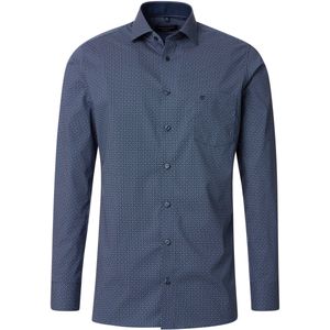 CASA MODA modern fit overhemd, popeline, blauw met bruin dessin