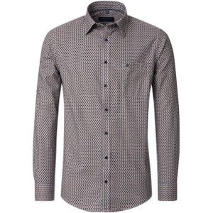 CASA MODA - Sport Comfort Fit - Overhemd - Bruin Dessin - Strijkvriendelijk