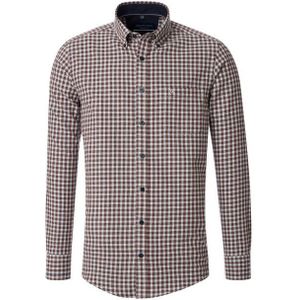 CASA MODA Sport comfort fit overhemd - flanel - bruin geruit - Strijkvriendelijk - Boordmaat: 39 - 40