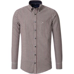 CASA MODA - Sport Comfort Fit - Overhemd - Bruin Geruit - Strijkvriendelijk