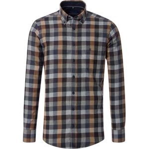 CASA MODA - Sport Comfort Fit Overhemd - Blauw Geruit - Strijkvriendelijk