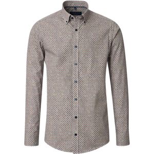 CASA MODA - Sport Comfort Fit Overhemd - Groen Dessin - Popeline - Strijkvriendelijk