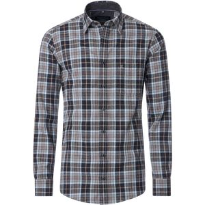 CASA MODA - Sport Comfort Fit Overhemd - Antraciet - Flanel - Strijkvriendelijk