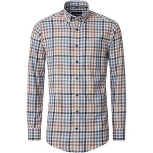 CASA MODA Sport comfort fit overhemd, flanel, blauw, wit en beige geruit