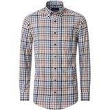 CASA MODA Sport comfort fit overhemd, flanel, blauw, wit en beige geruit