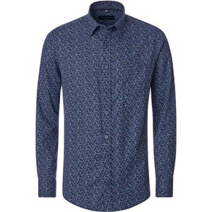CASA MODA - Sport Comfort Fit - Overhemd - Blauw Dessin - Strijkvriendelijk