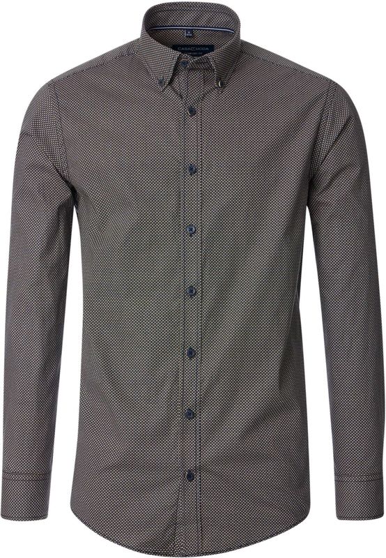 CASA MODA Sport Comfort Fit Overhemd - Popeline - Blauw Dessin - Strijkvriendelijk