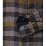 CASA MODA - Sport Comfort Fit Overhemd - Blauw met Bruin Geruit - Strijkvriendelijk