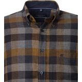 CASA MODA - Sport Comfort Fit Overhemd - Blauw met Bruin Geruit - Strijkvriendelijk