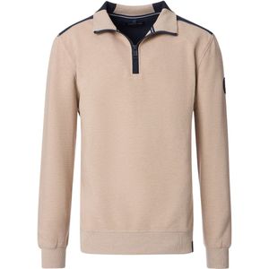 Casa Moda Half Zip Sweat - Beige - Regular-Fit - Katoen en Stretch