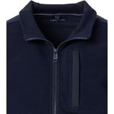 Casa Moda - Sweatvest - Donkerblauw - Katoen/Elastaan - Hoge Hals met Rits en Borstzak