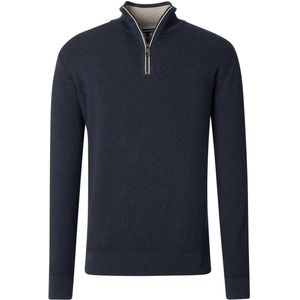 Casa Moda - Half Zip Sweater - Donkerblauw - Katoen - Wijde Fit