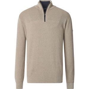 Casa Moda - Half Zip Pullover - Beige - Katoen - Wijde Fit