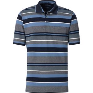 Casa Moda - Polo Korte Mouw - Gestreept - Blauw Grijs - Pique