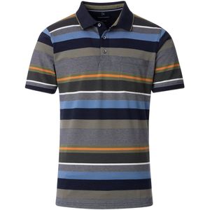 Casa Moda - Polo - Grijs Groen Gestreept - Katoen Polyester